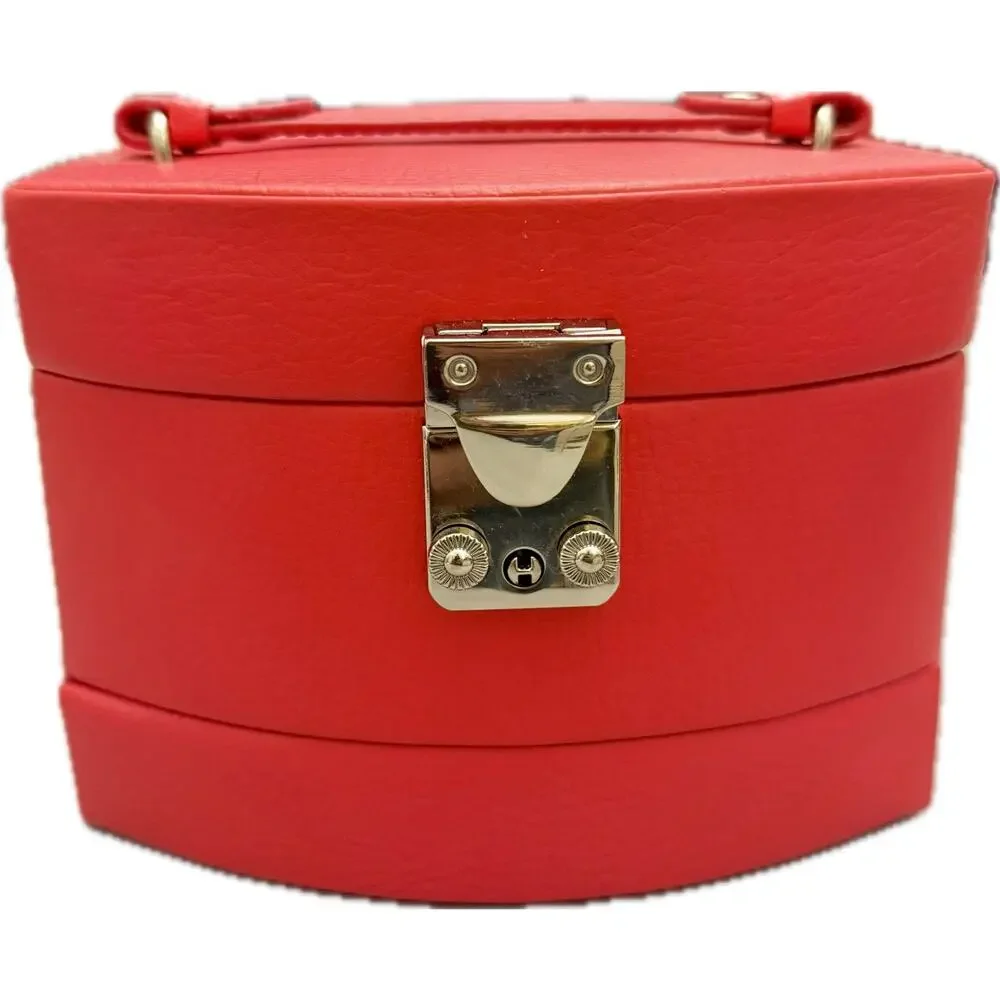 Morelle & Co. Laura Red Leather 3-Tier Jewelry Box With Mirror